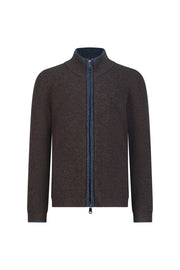 بلوفر أطفال صوف ميرينو بسحاب كامل - بني غامق