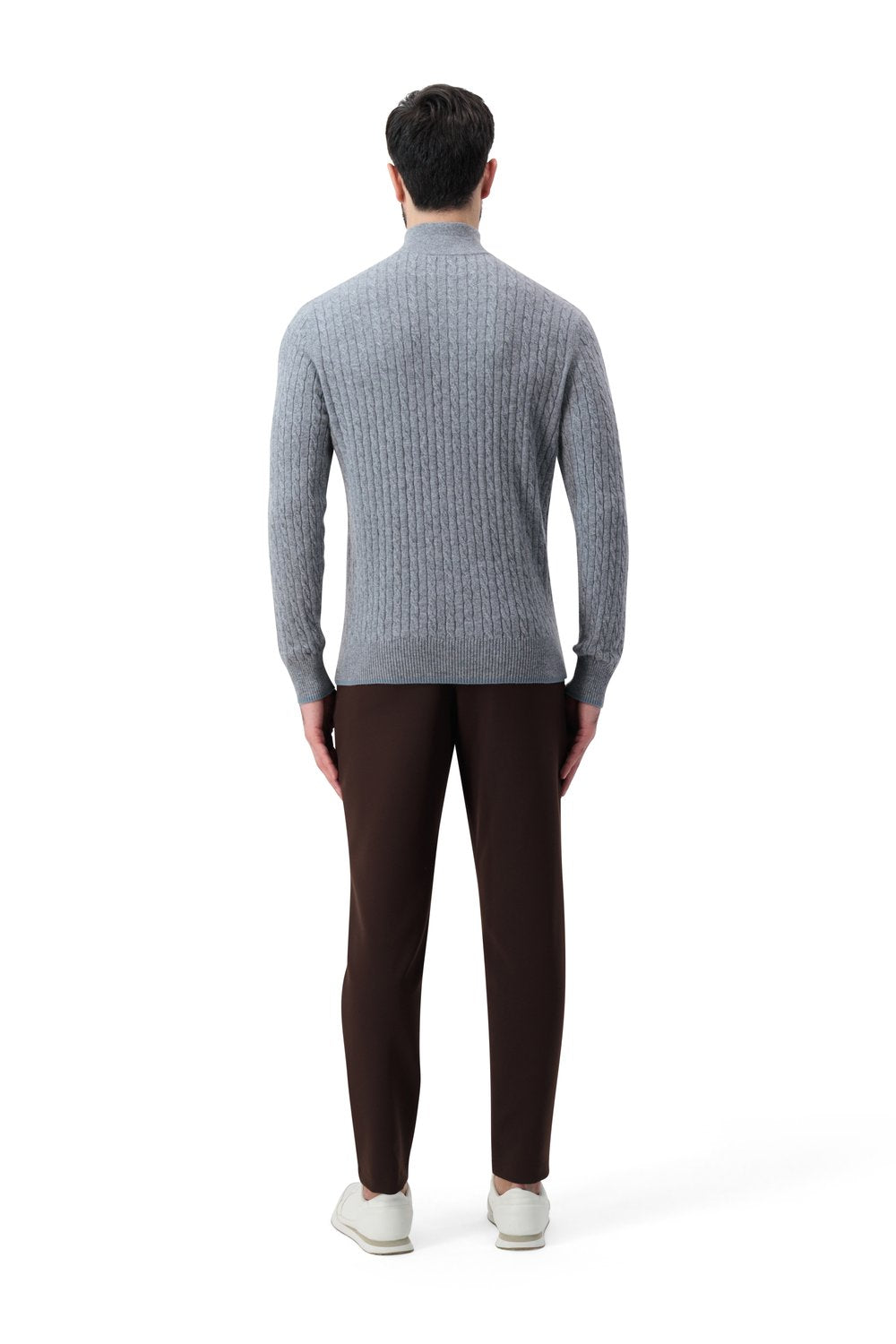 بلوفر كشمير بنص سحاب - رمادي