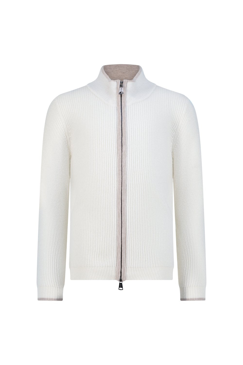 بلوفر أطفال صوف ميرينو بسحاب كامل - أبيض كريمي