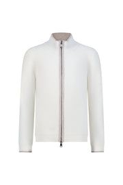 بلوفر أطفال صوف ميرينو بسحاب كامل - أبيض كريمي