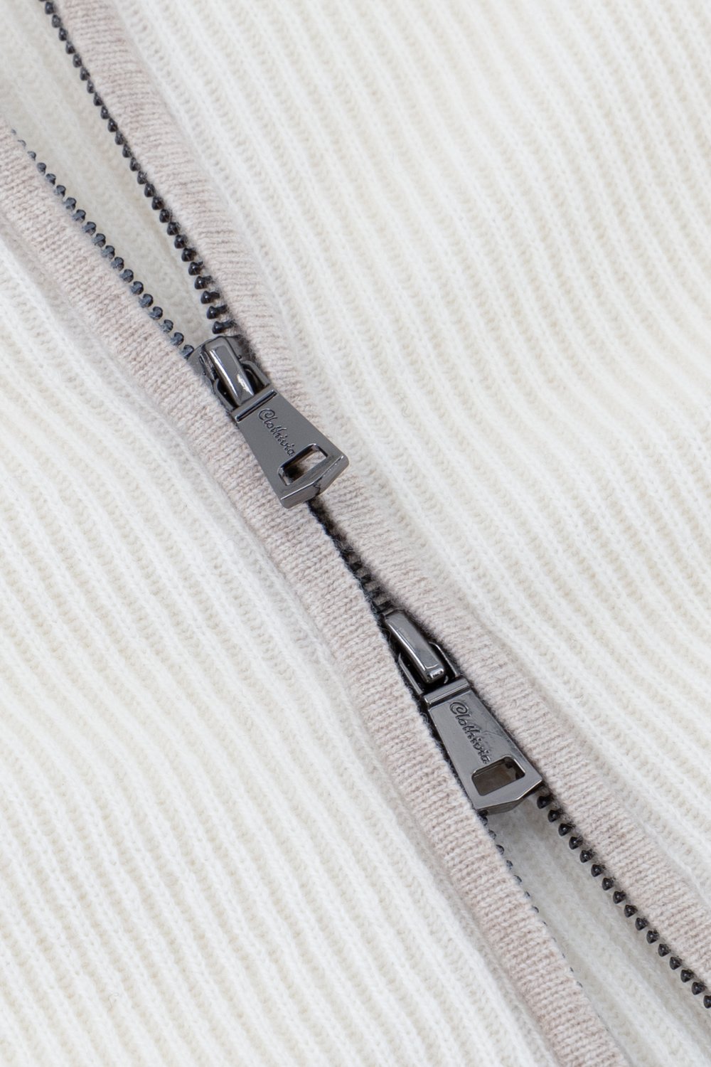 بلوفر أطفال صوف ميرينو بسحاب كامل - أبيض كريمي