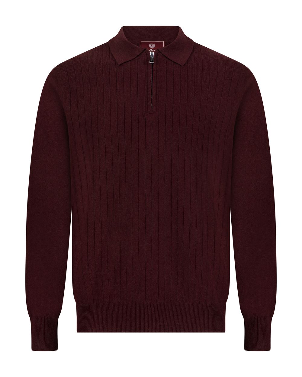 بلوفر صوف ميرينو بنص سحاب - بني كستنائي