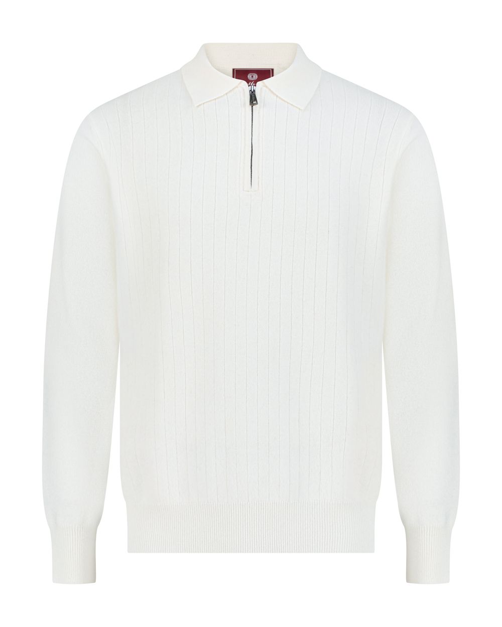 بلوفر صوف ميرينو بنص سحاب - أبيض كريمي