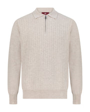 بلوفر صوف ميرينو بنص سحاب - بيج