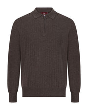 بلوفر صوف ميرينو بنص سحاب - بني غامق