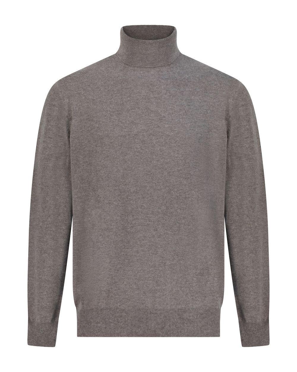 بلوفر صوف ميرينو هاي نيك - رمادي فاتح