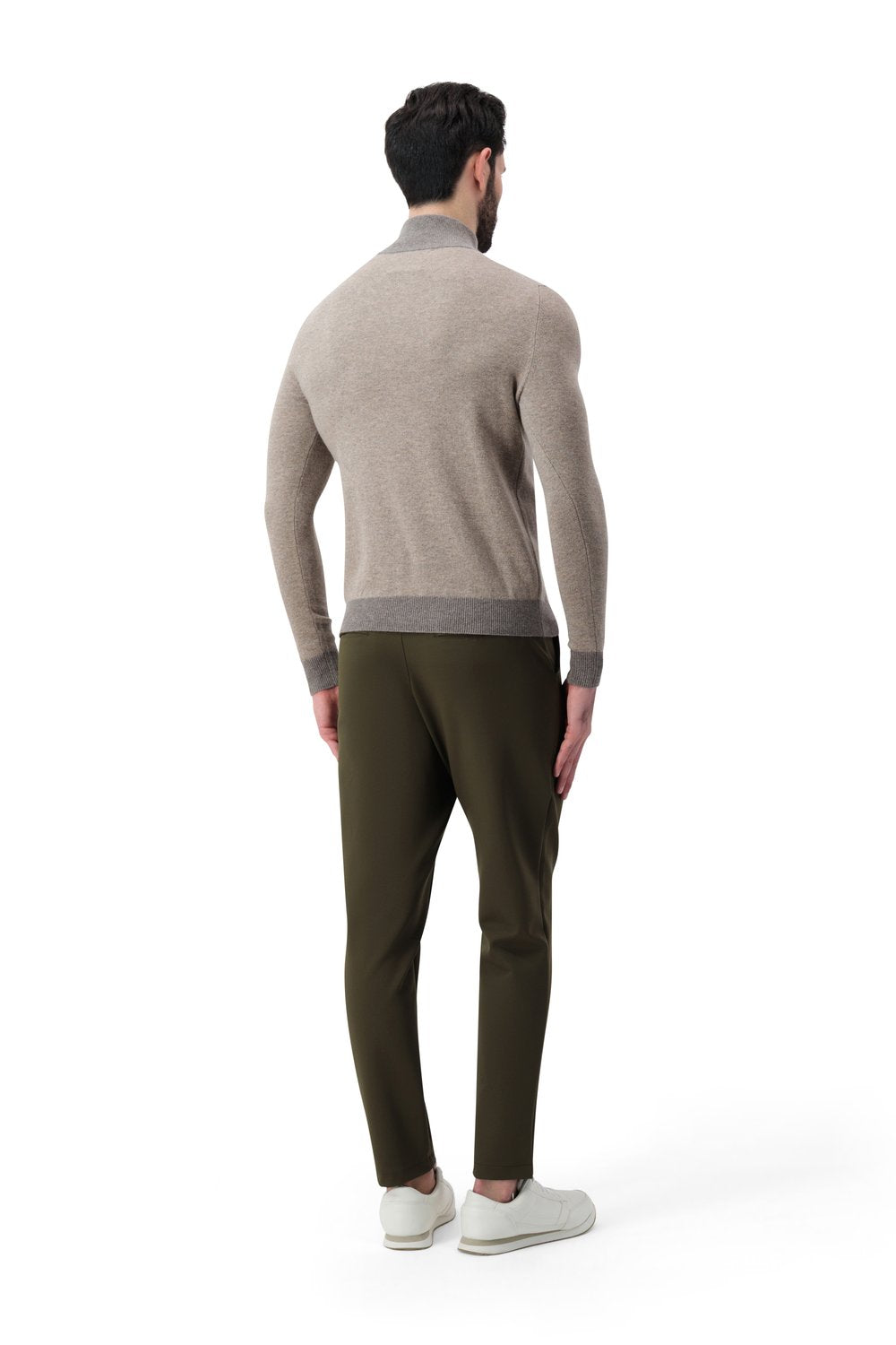 بلوفر صوف ميرينو بنص سحاب - رمادي كوبل