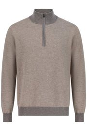 بلوفر صوف ميرينو بنص سحاب - رمادي كوبل