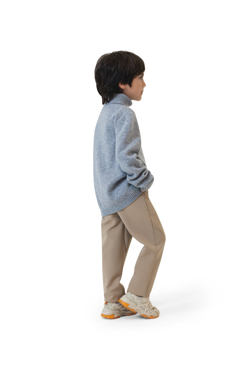 Kid's  turtle neck merino wool sweater smoke