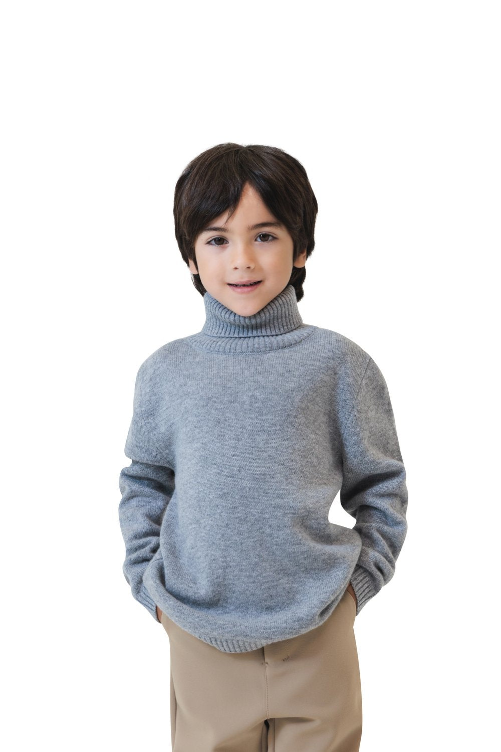 Kid's  turtle neck merino wool sweater smoke