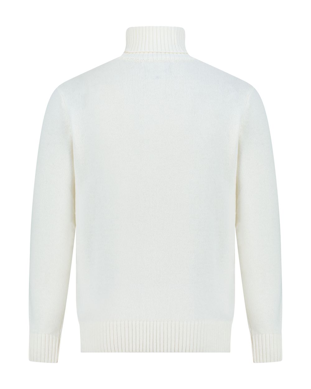 Rib turtle neck merino wool sweater cream white