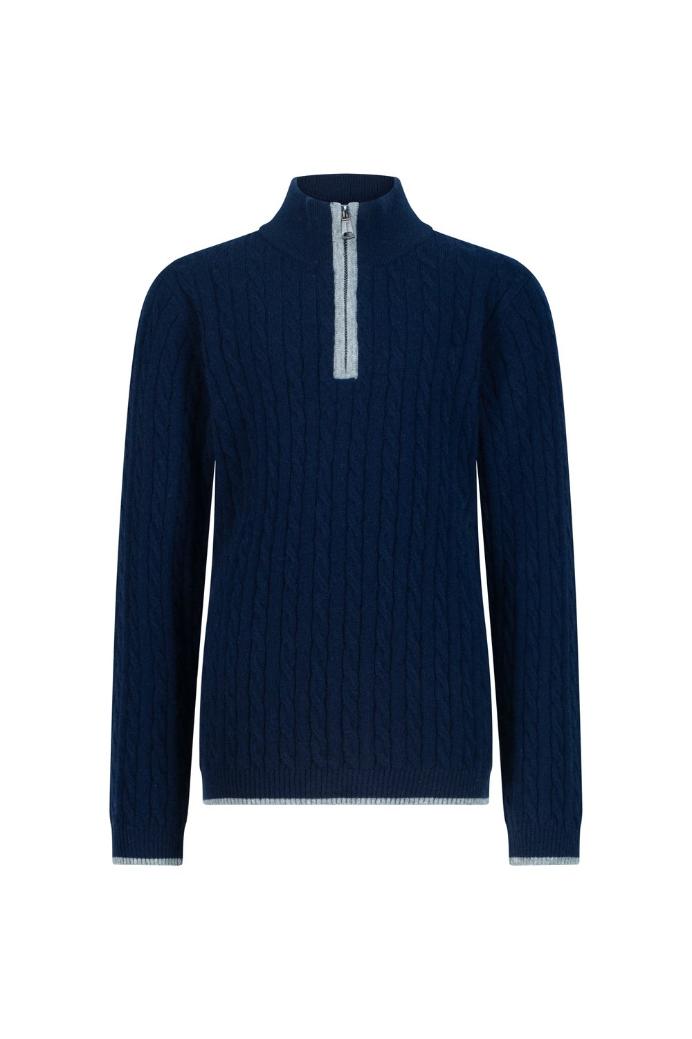 بلوفر أطفال كشمير بنص سحاب - كحلي مطفي