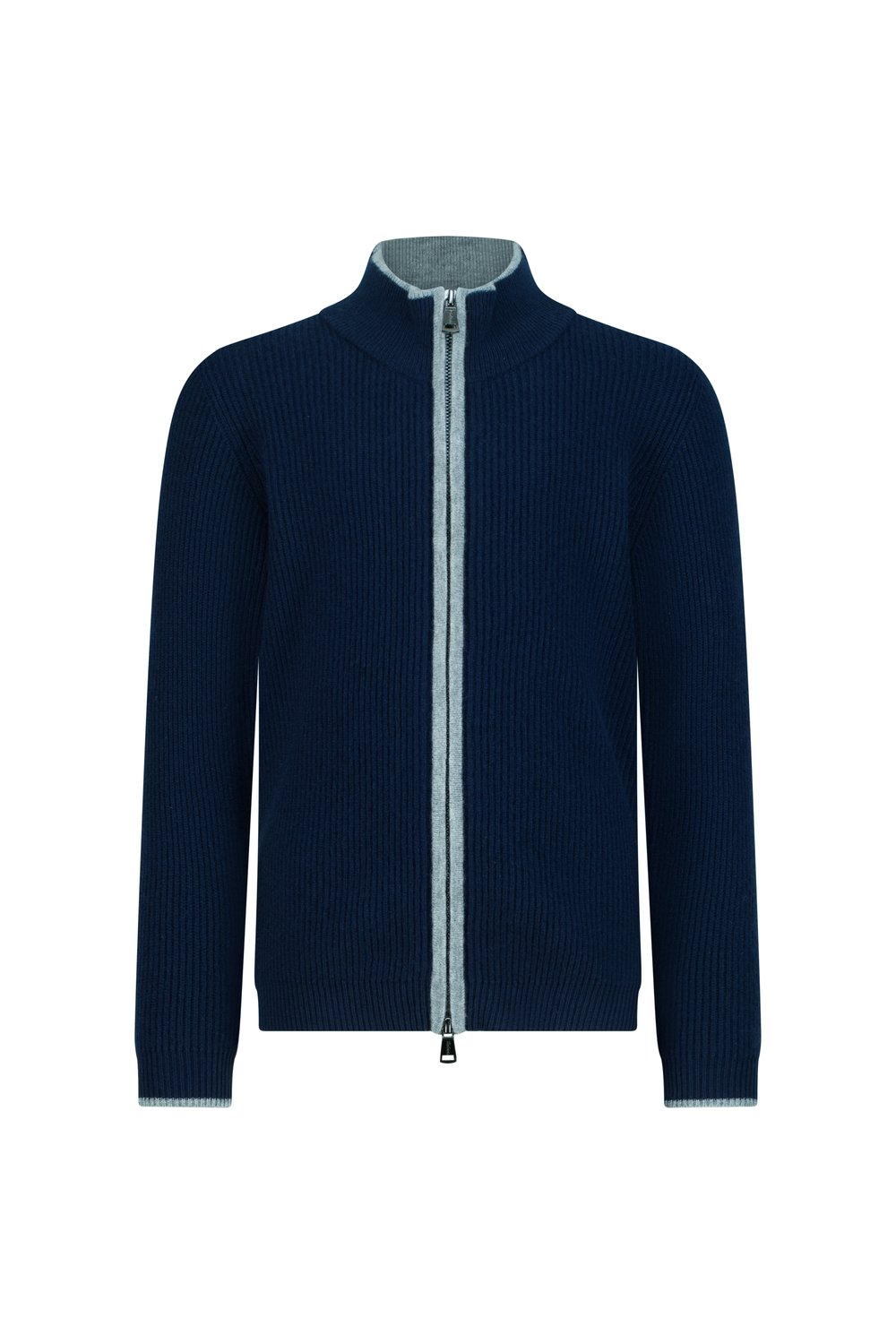 بلوفر أطفال صوف ميرينو بسحاب كامل - كحلي