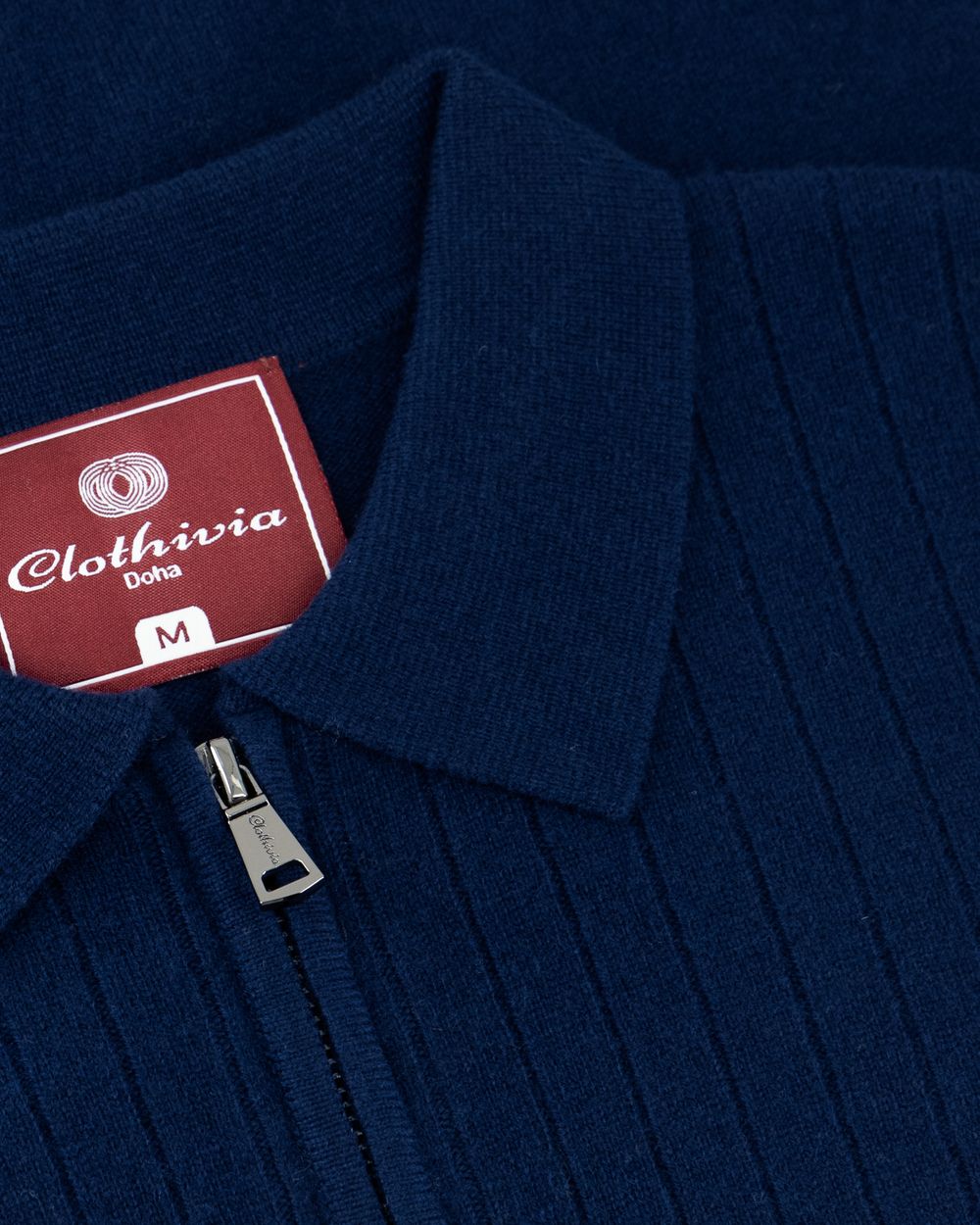 بلوفر صوف ميرينو بنص سحاب - كحلي