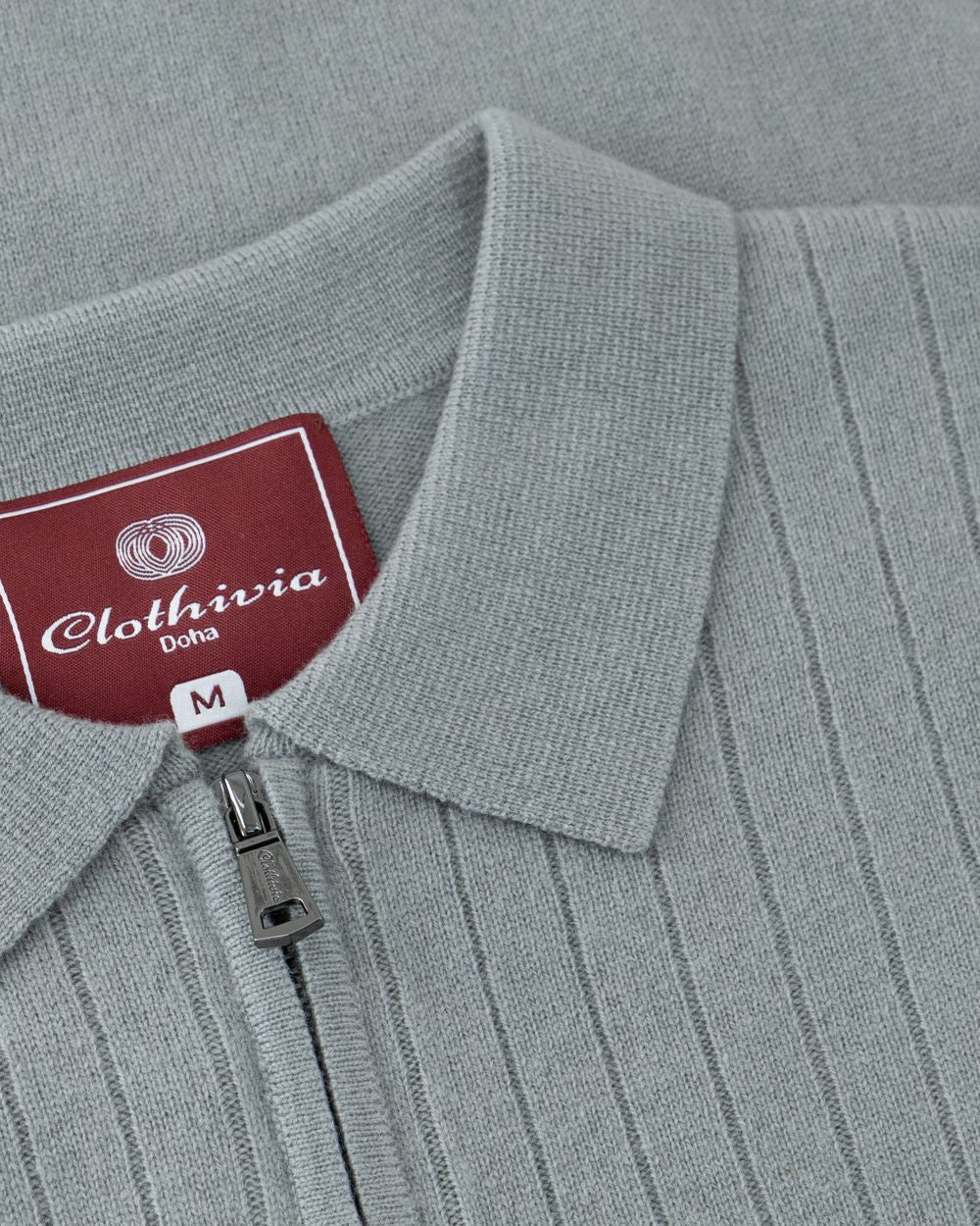 بلوفر صوف ميرينو بنص سحاب - رمادي زيتي