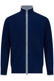 بلوفر صوف ميرينو بسحاب كامل - كحلي