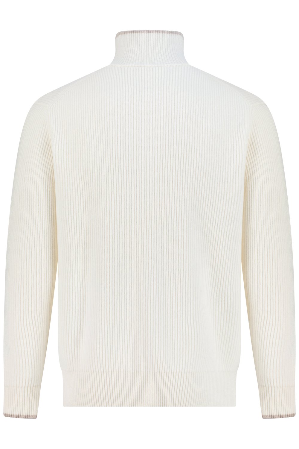 بلوفر صوف ميرينو بسحاب كامل - أبيض كريمي