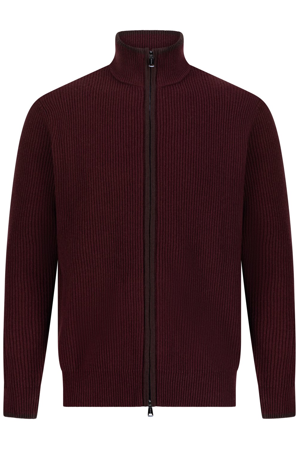 بلوفر صوف ميرينو بسحاب كامل - بني كستنائي