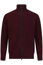 بلوفر صوف ميرينو بسحاب كامل - بني كستنائي