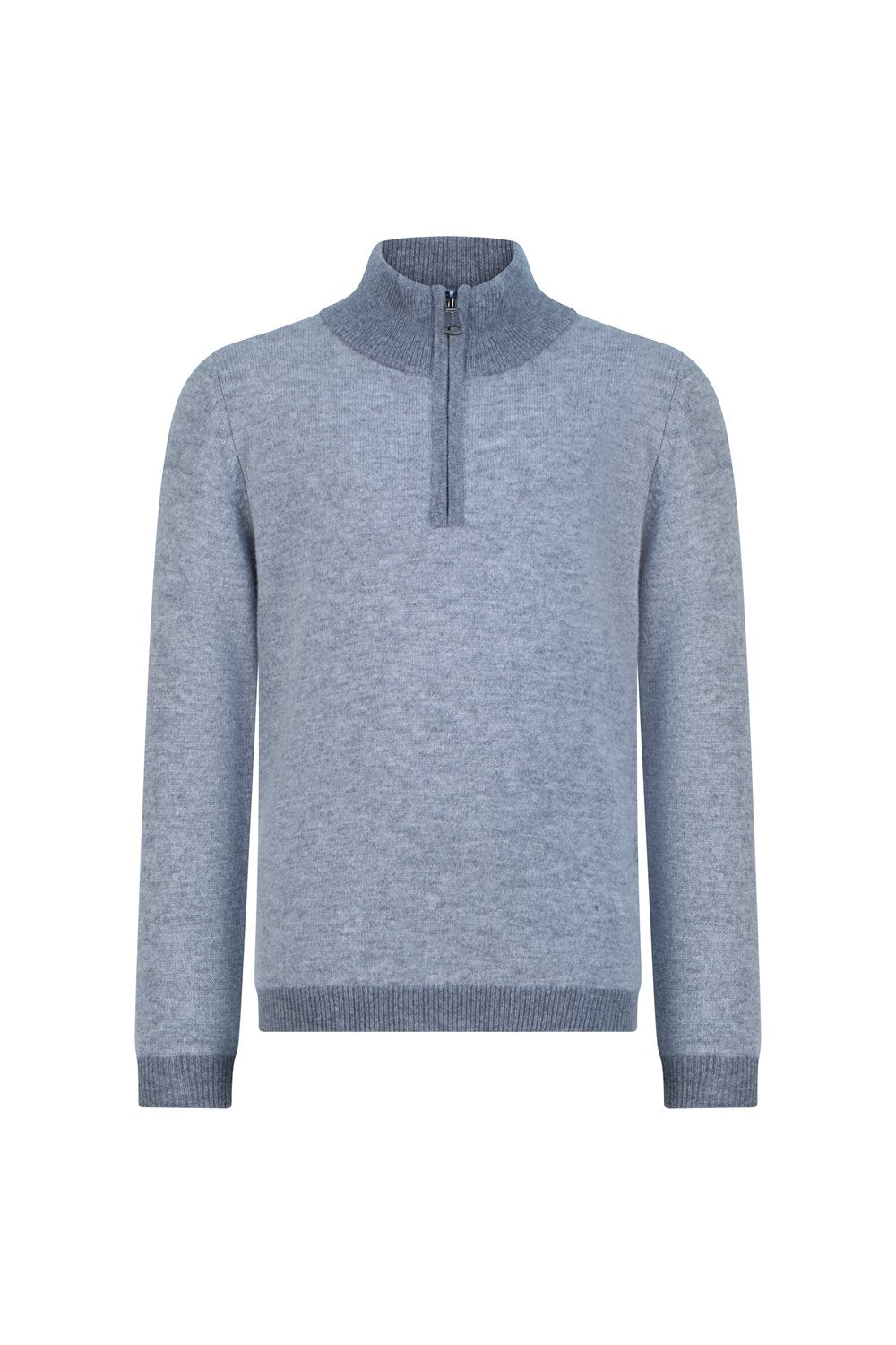 بلوفر أطفال صوف ميرينو بنص سحاب - رمادي دخاني