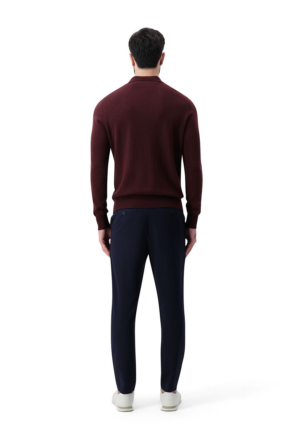 بلوفر صوف ميرينو بنص سحاب - بني كستنائي