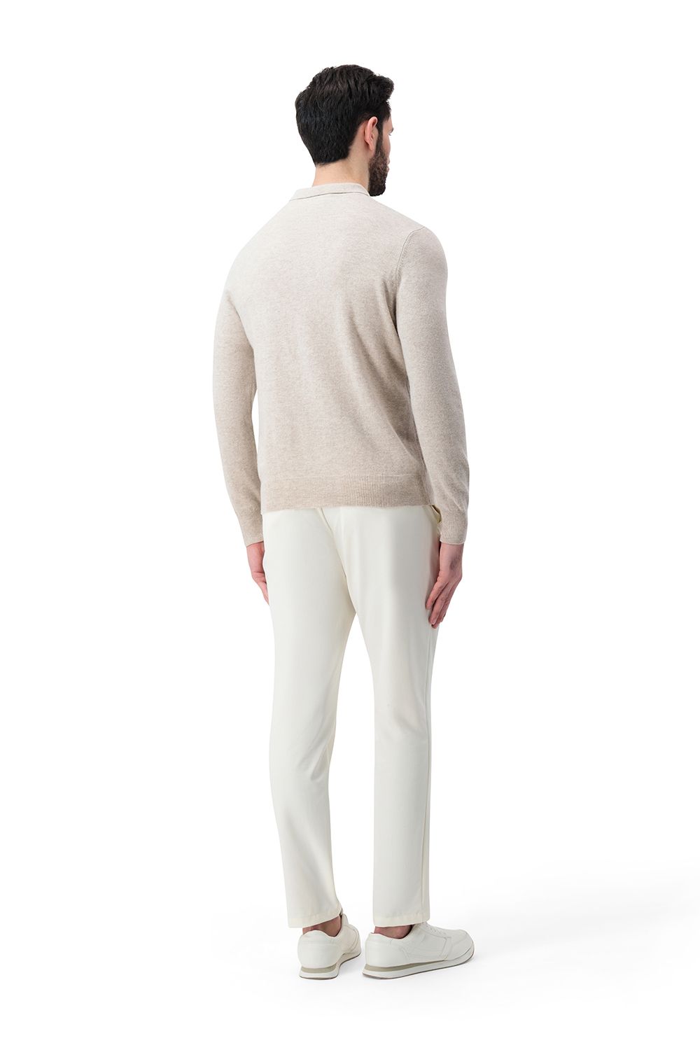 بلوفر صوف ميرينو بنص سحاب - بيج