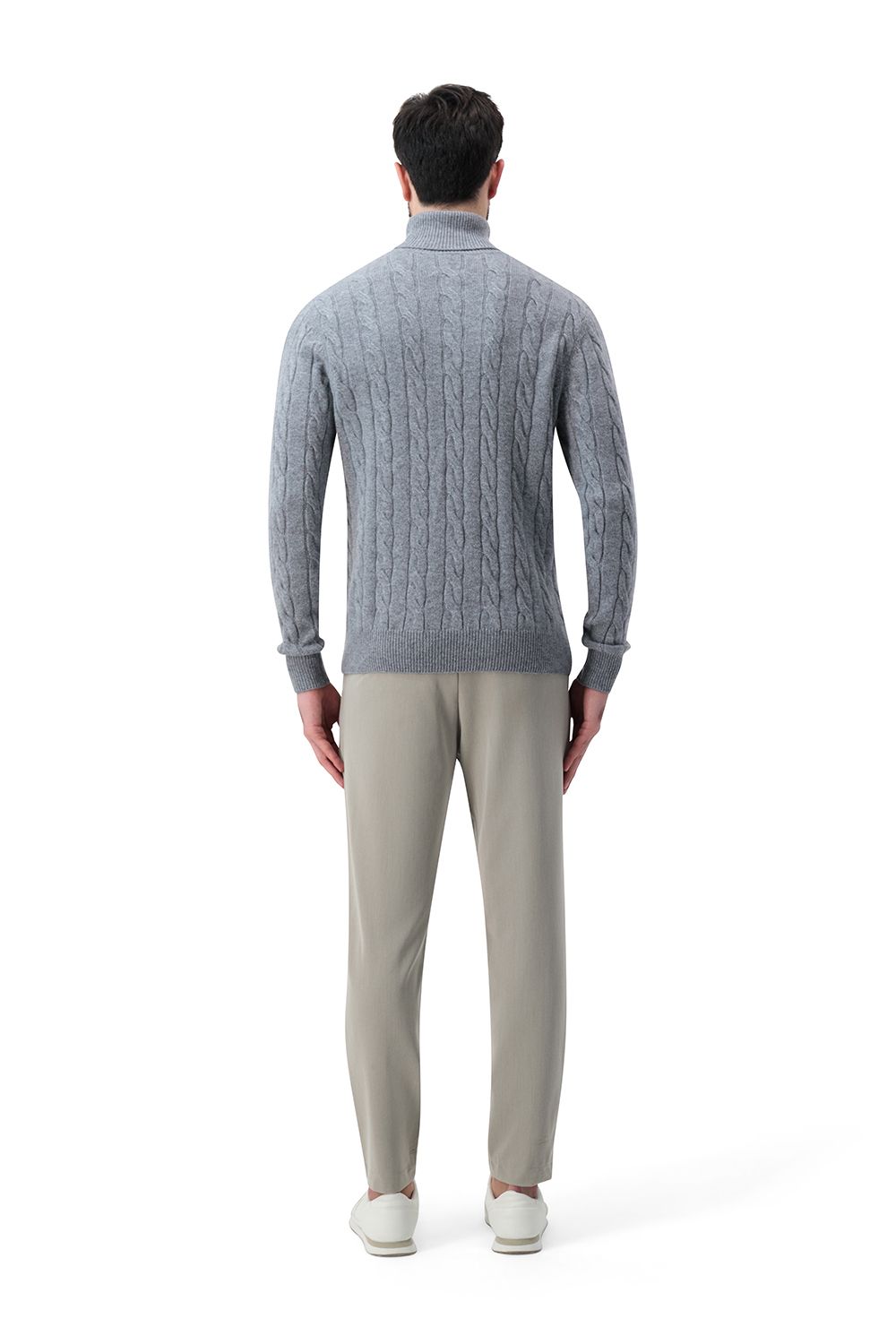 بلوفر كشمير هاي نيك - رمادي