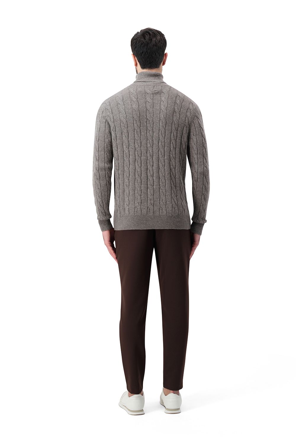 بلوفر كشمير هاي نيك - رمادي فاتح