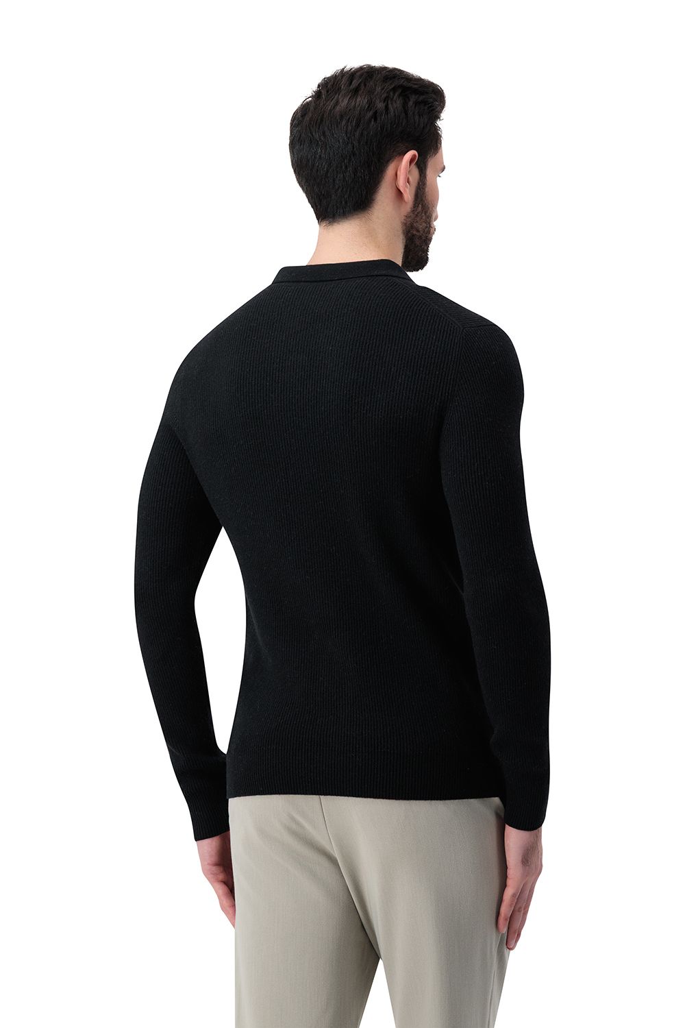 Open collar rib merino wool sweater gravity