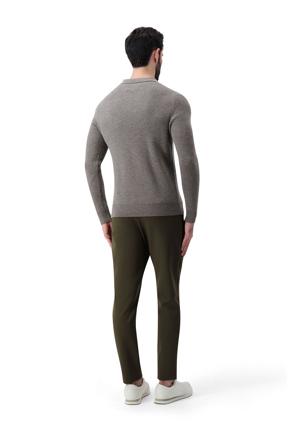 بلوفر صوف ميرينو اوبن كولر - رمادي فاتح