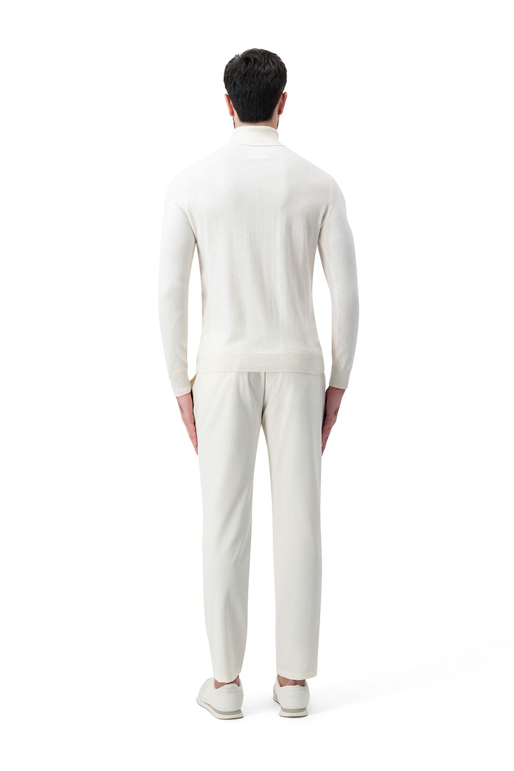 بلوفر صوف ميرينو هاي نيك - أبيض كريمي