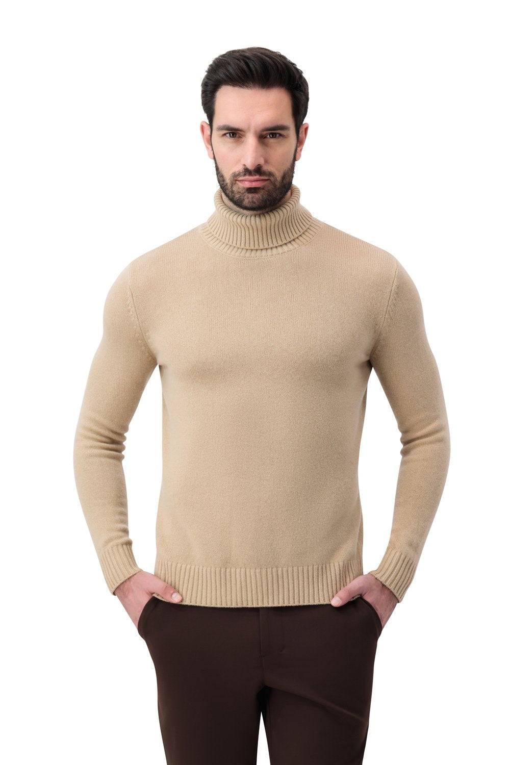 بلوفر صوف ميرينو هاي نيك - بسكوتي