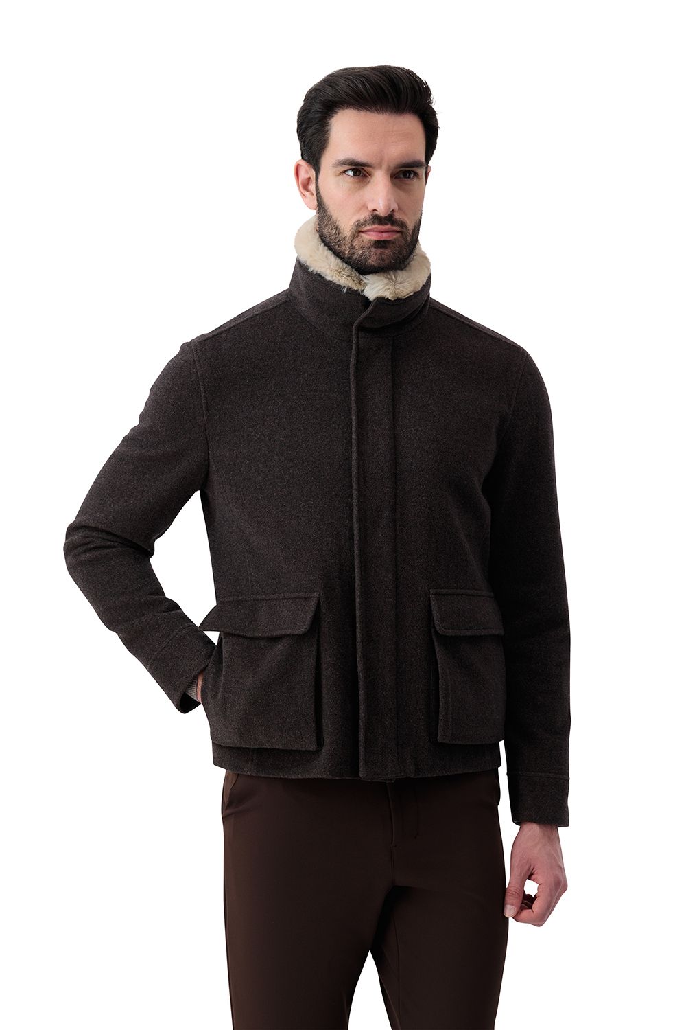 جاكيت تورينو صوف - بني ترابي