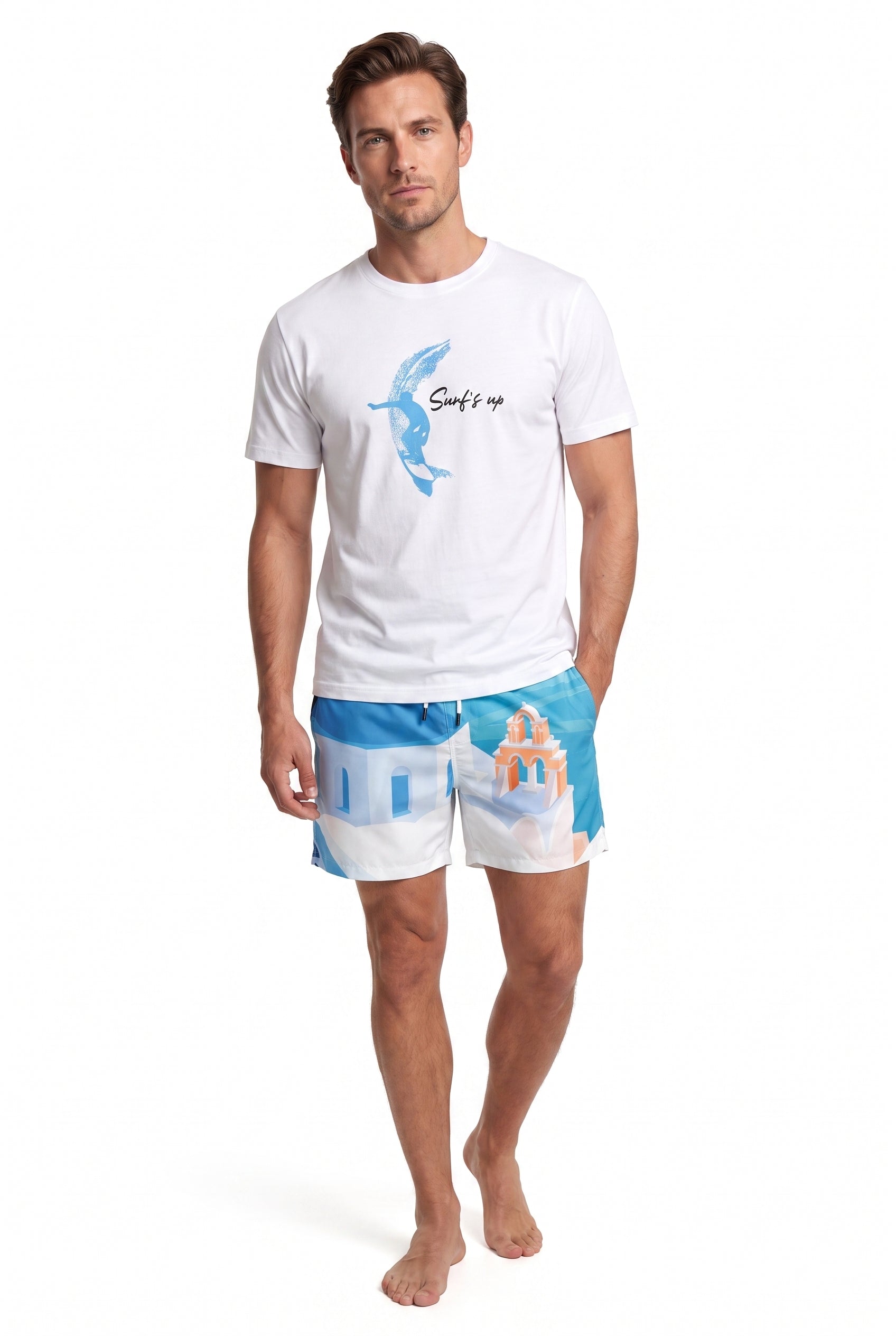 Swimming shorts-Mythos × T-shirt-Wave-Rider — Combo Look