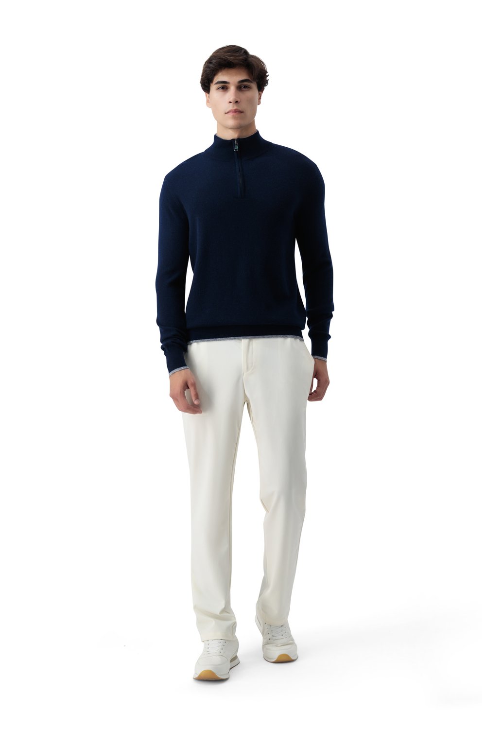 بلوفر كشمير بنص سحاب - كحلي مطفي