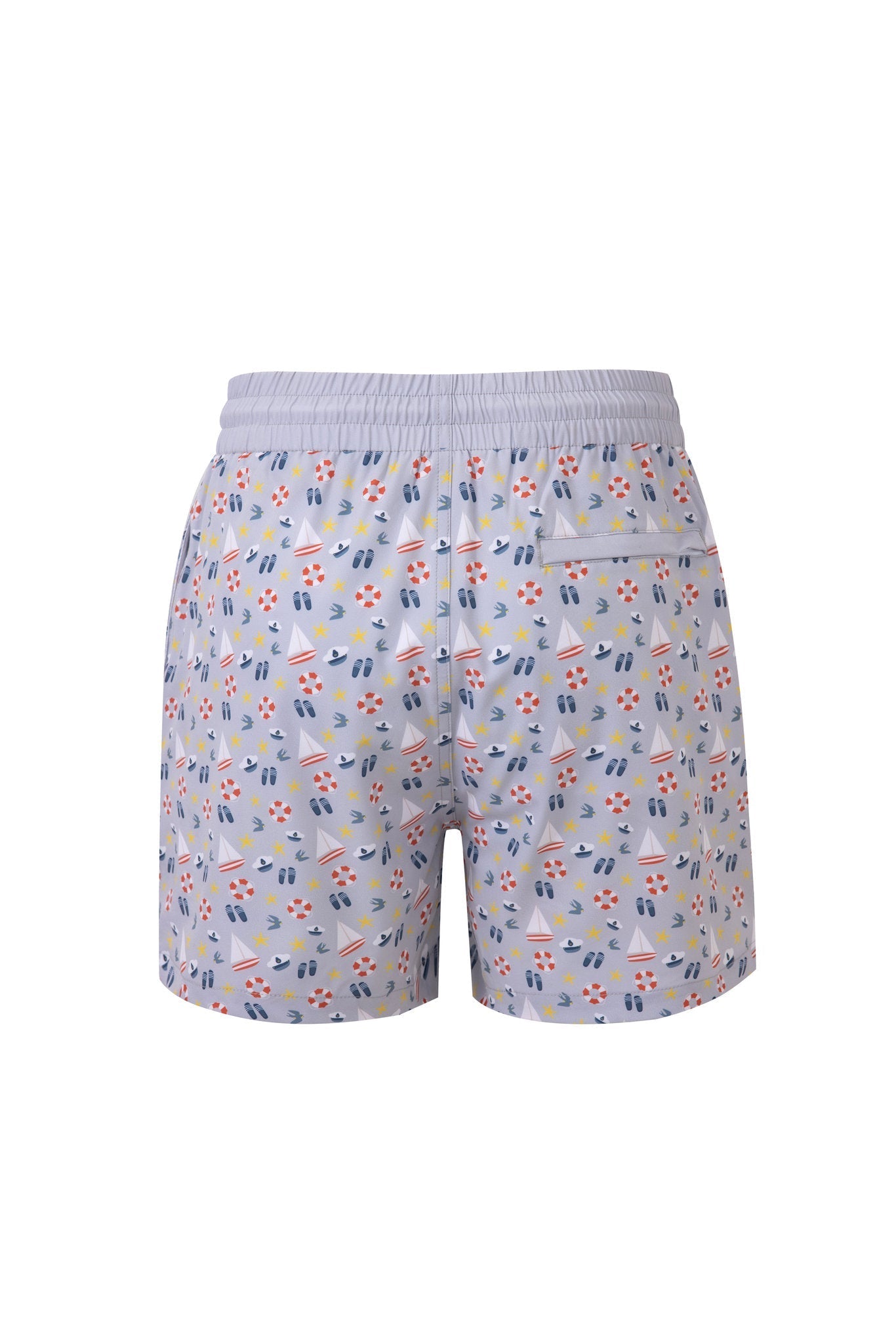 Nautical Swim Shorts -Gray × Linen Long Sleeves-Pink — Combo Look