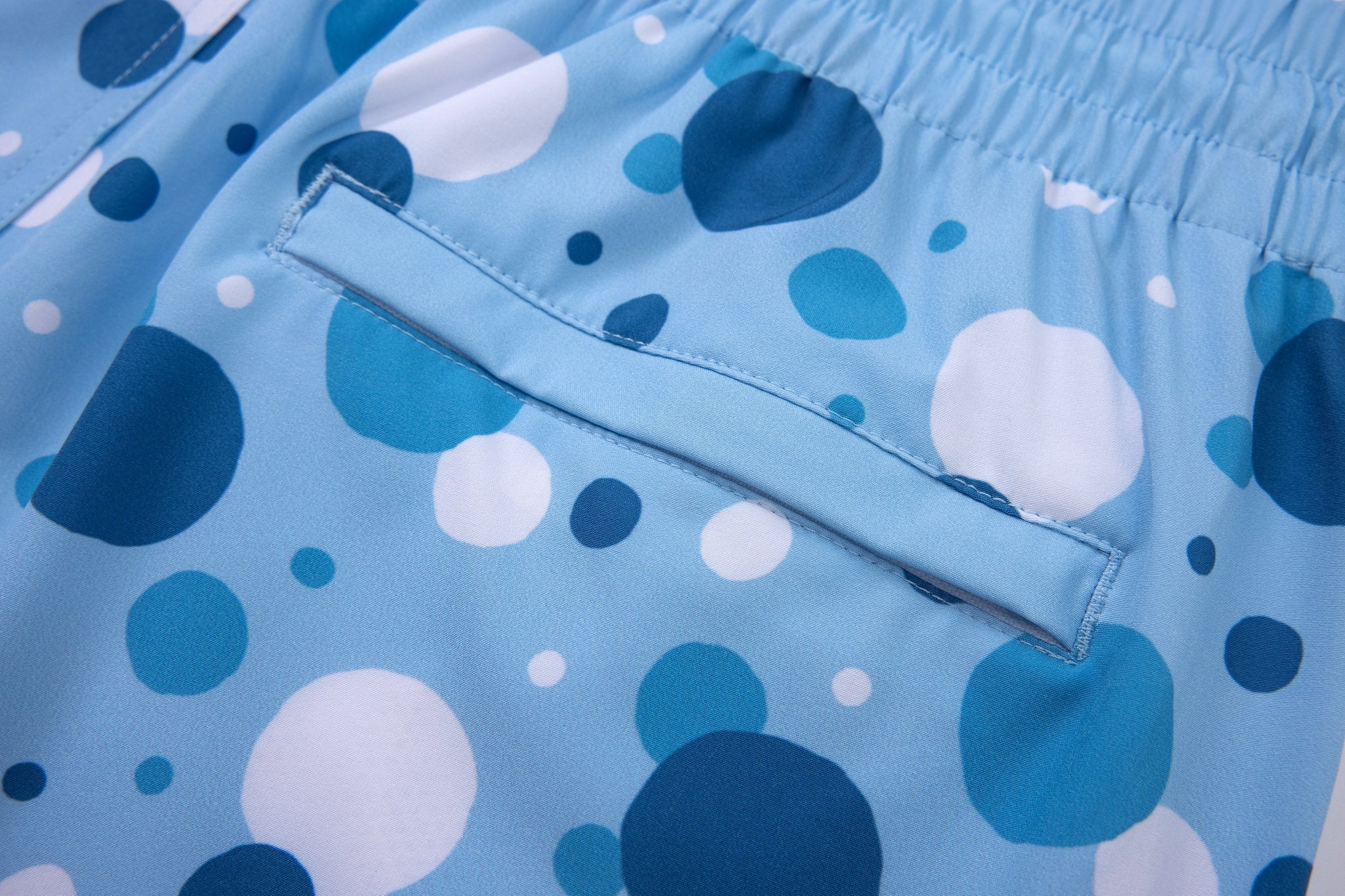 Bubble Swim Short -Light-Blue × linen short sleeves -Pink — Combo Look