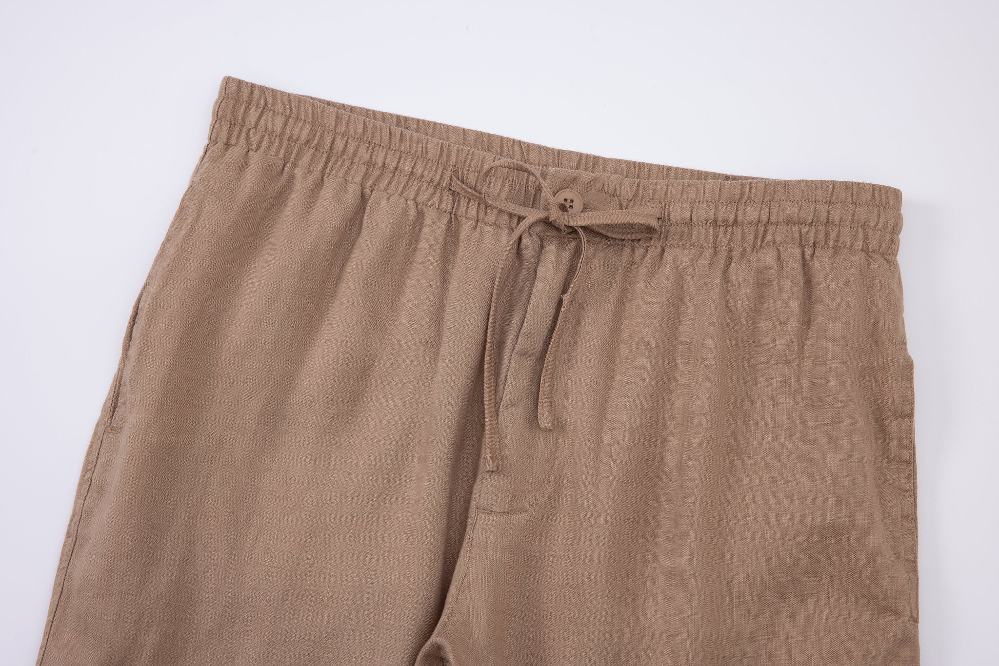 Linen Pants-Brown × Towel Polo-White — Combo Look