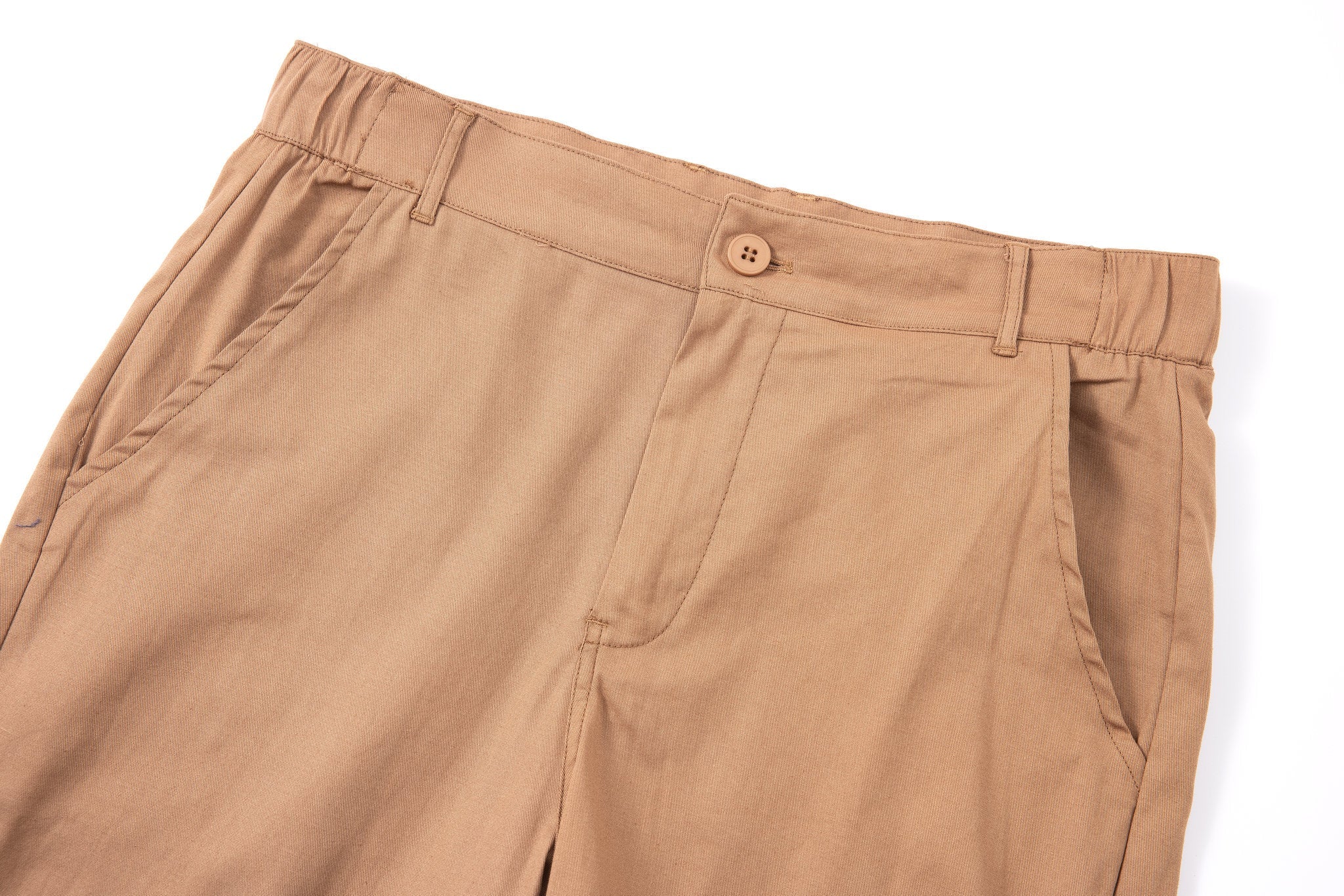 Chino Short-Brown × open collar -Ivory — Combo Look