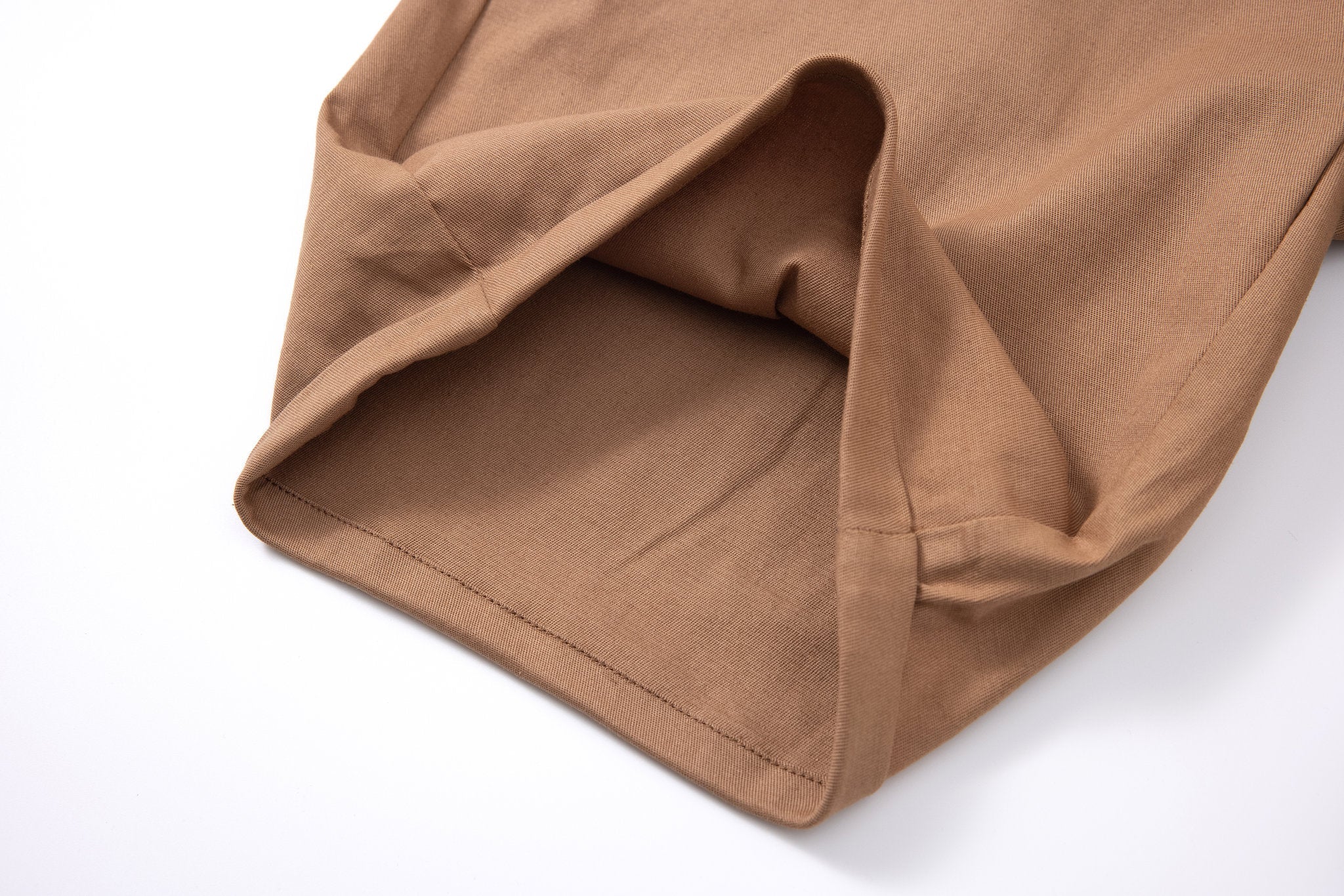 Chino Short-Brown × open collar -Ivory — Combo Look