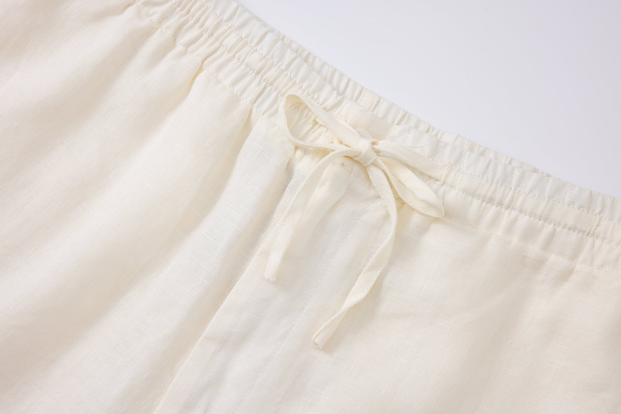 Linen Short-Ivory × Towel Polo-White — Combo Look