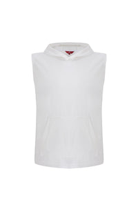 هودي من التويل بدون أكمام - أبيض