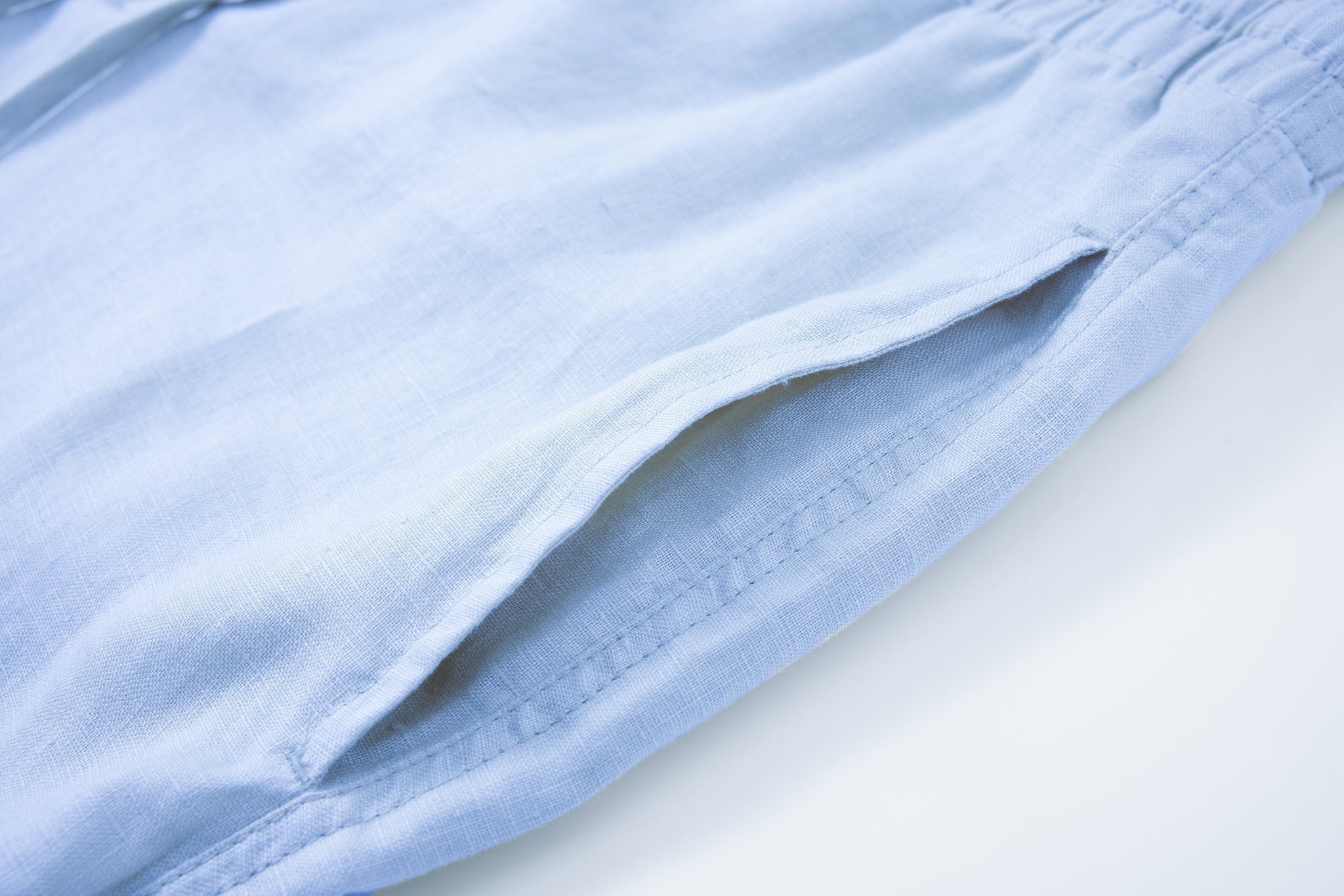 Linen Short-Ocean-Blue × Linen Short Sleeves-White — Combo Look