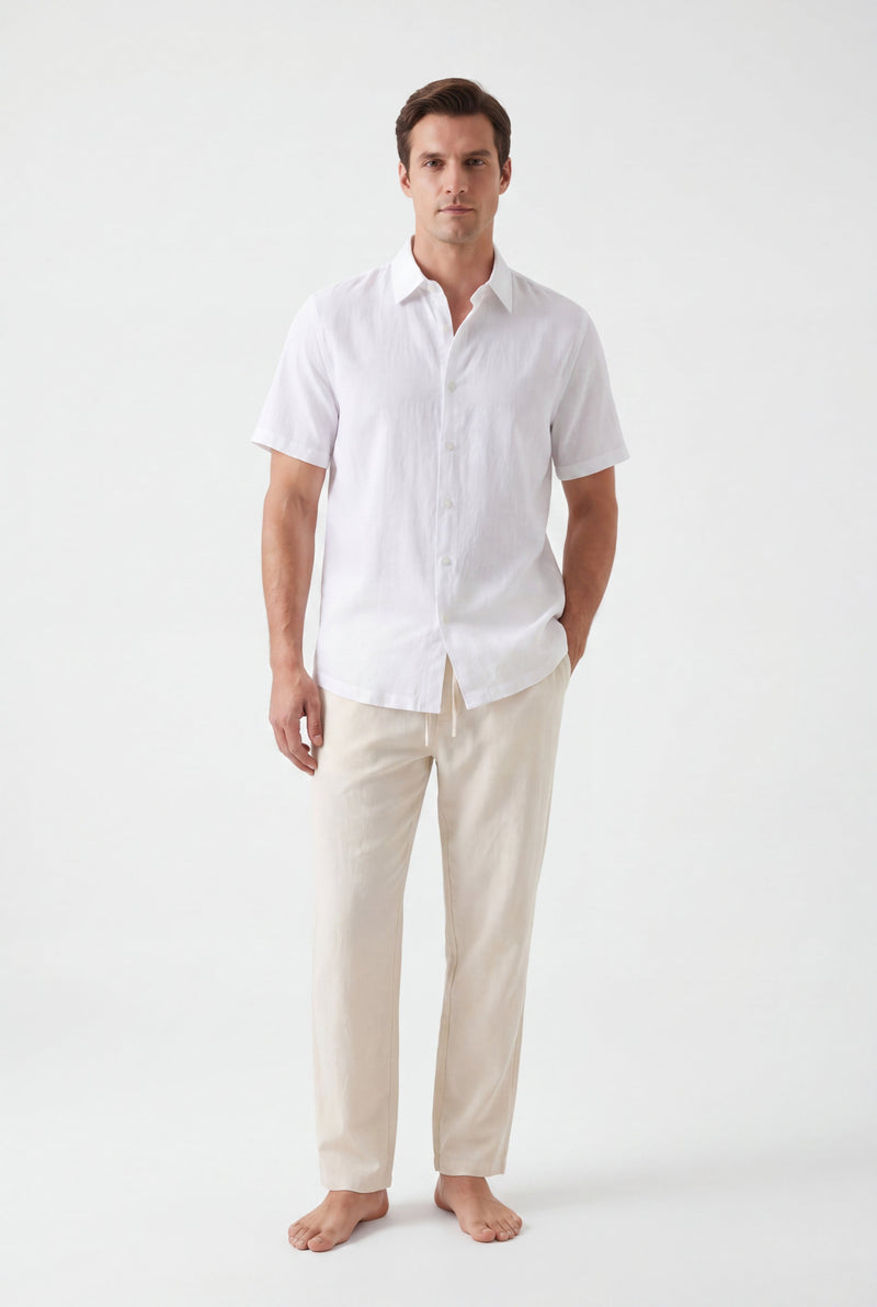 Linen Short Sleeves-White