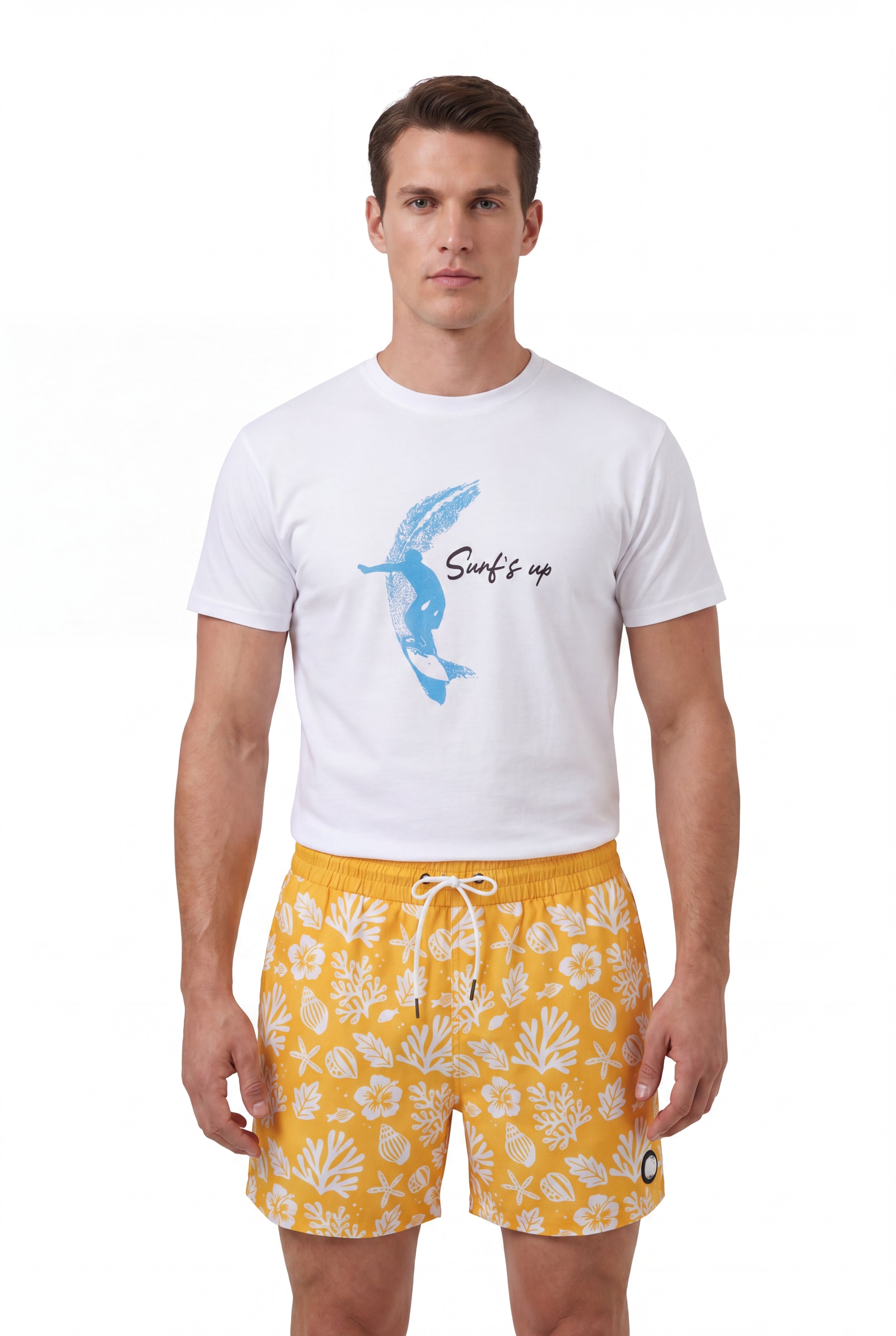 Sea Leaves Swim Short -Yellow