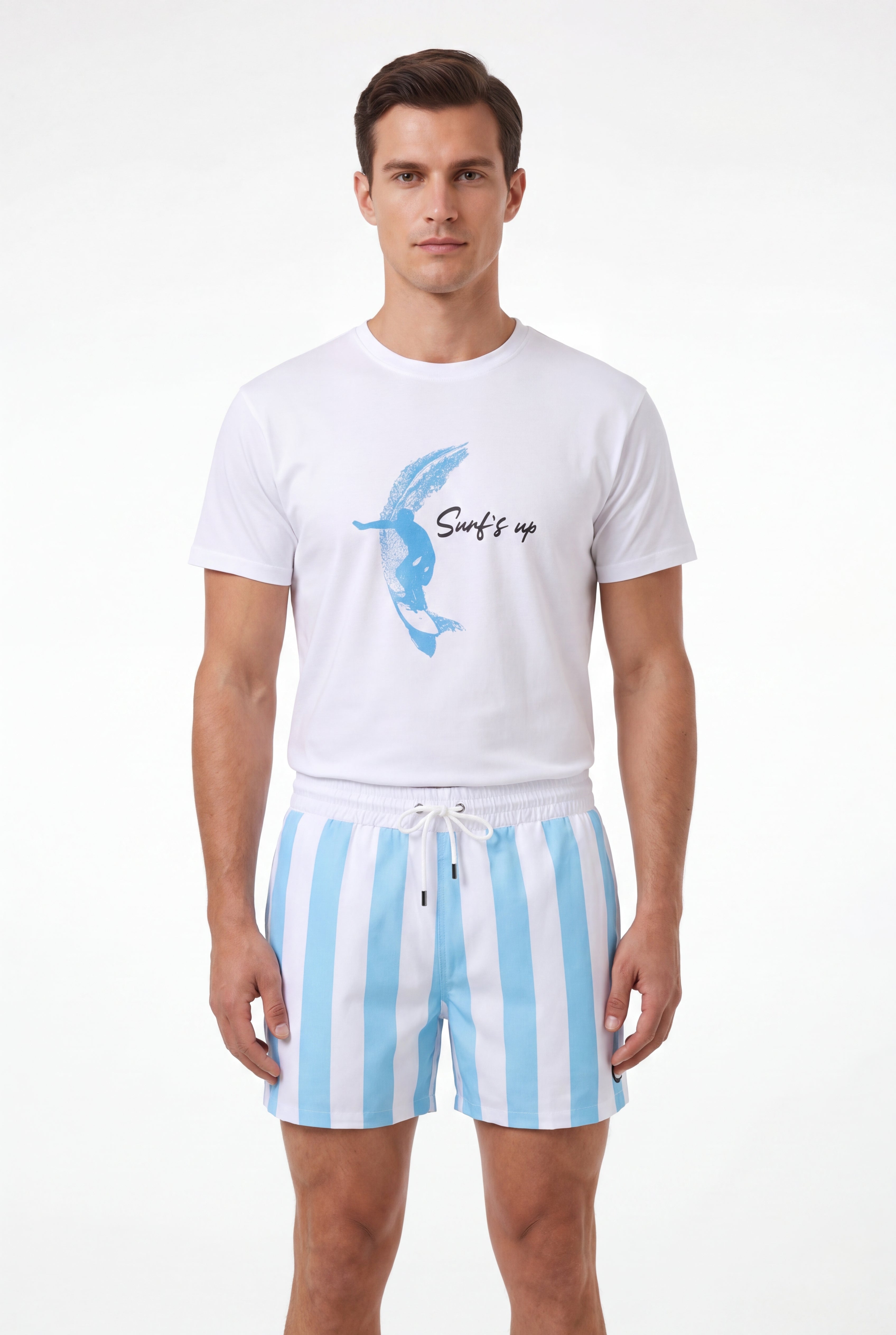 Swimming shorts-Stripe-Baby-Blue