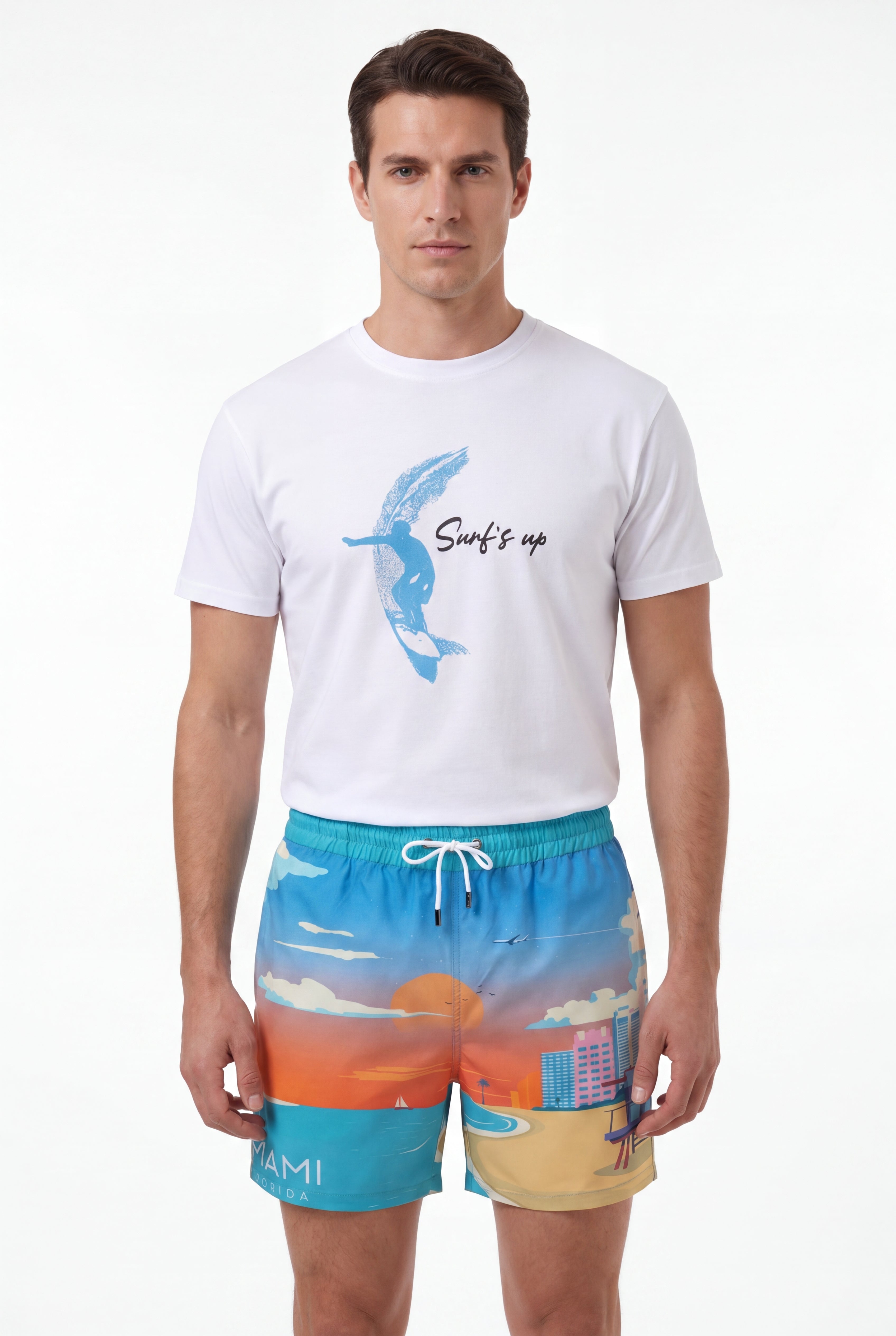 Swimming shorts Miami × T-shirt-Wave-Rider — Combo Look