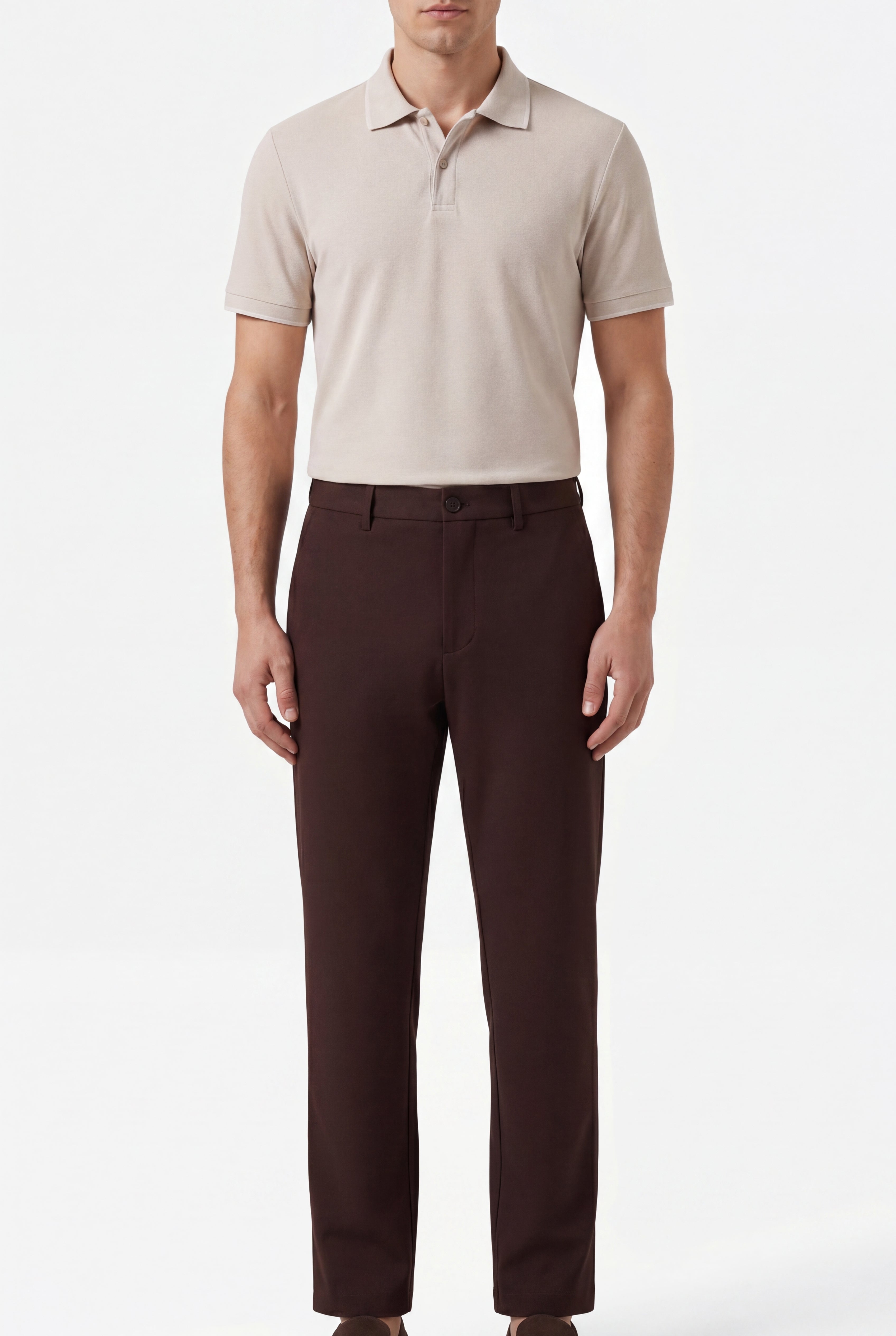 Compact nylon trousers coffee bean